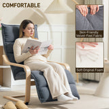 Velvet Accent Chair 67cm Wide With Adjustable Footrest - Velmora