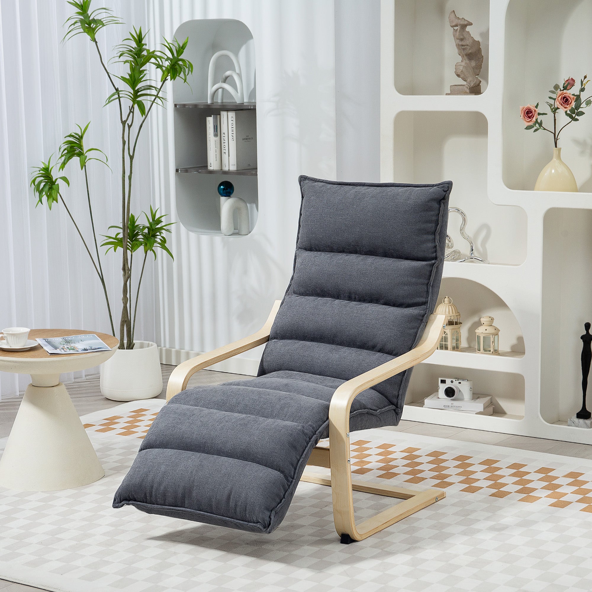 Velvet Accent Chair 67cm Wide With Adjustable Footrest - Velmora