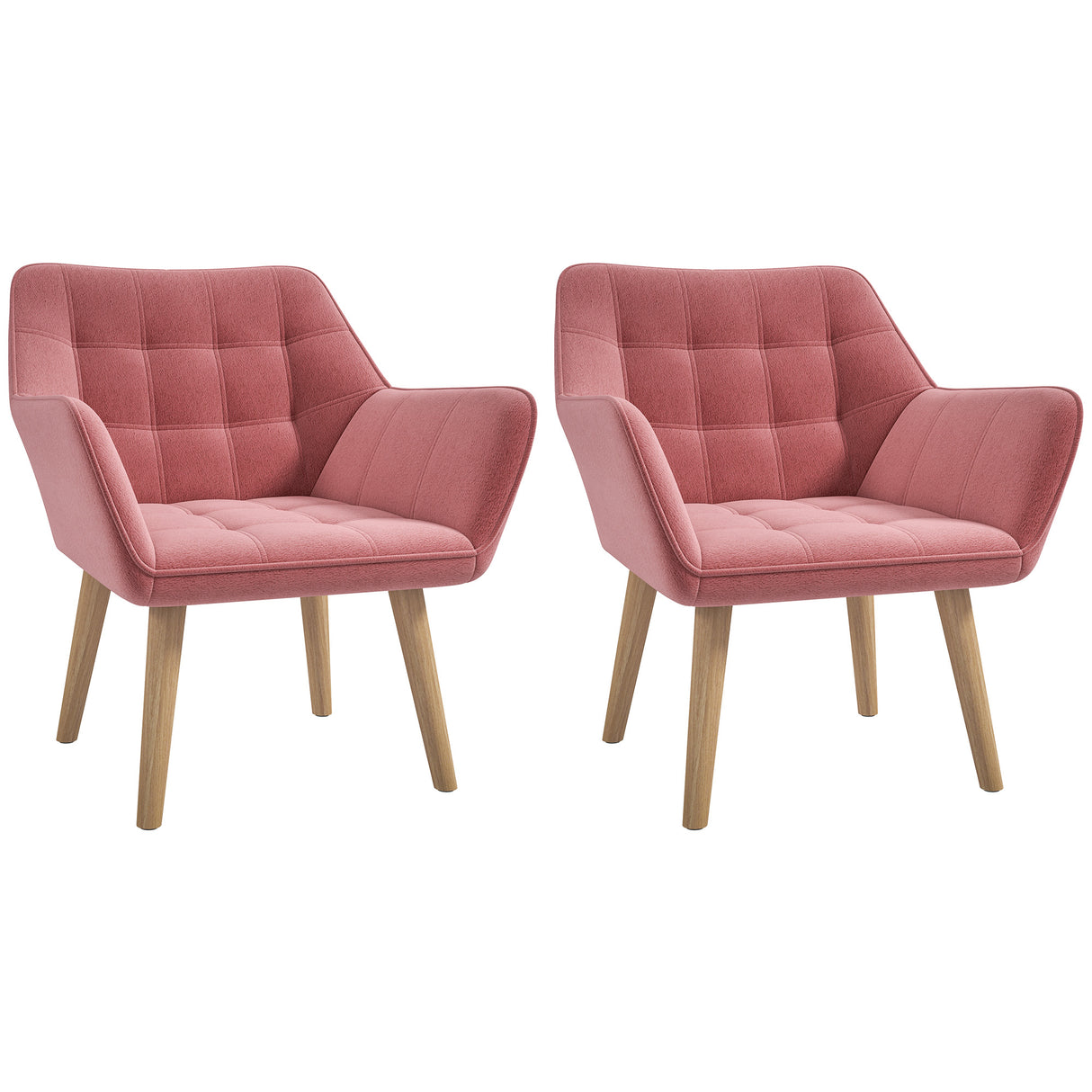 Velvet Accent Chair 67cm Wide With Wooden Legs in Set Of 2 - Velmora