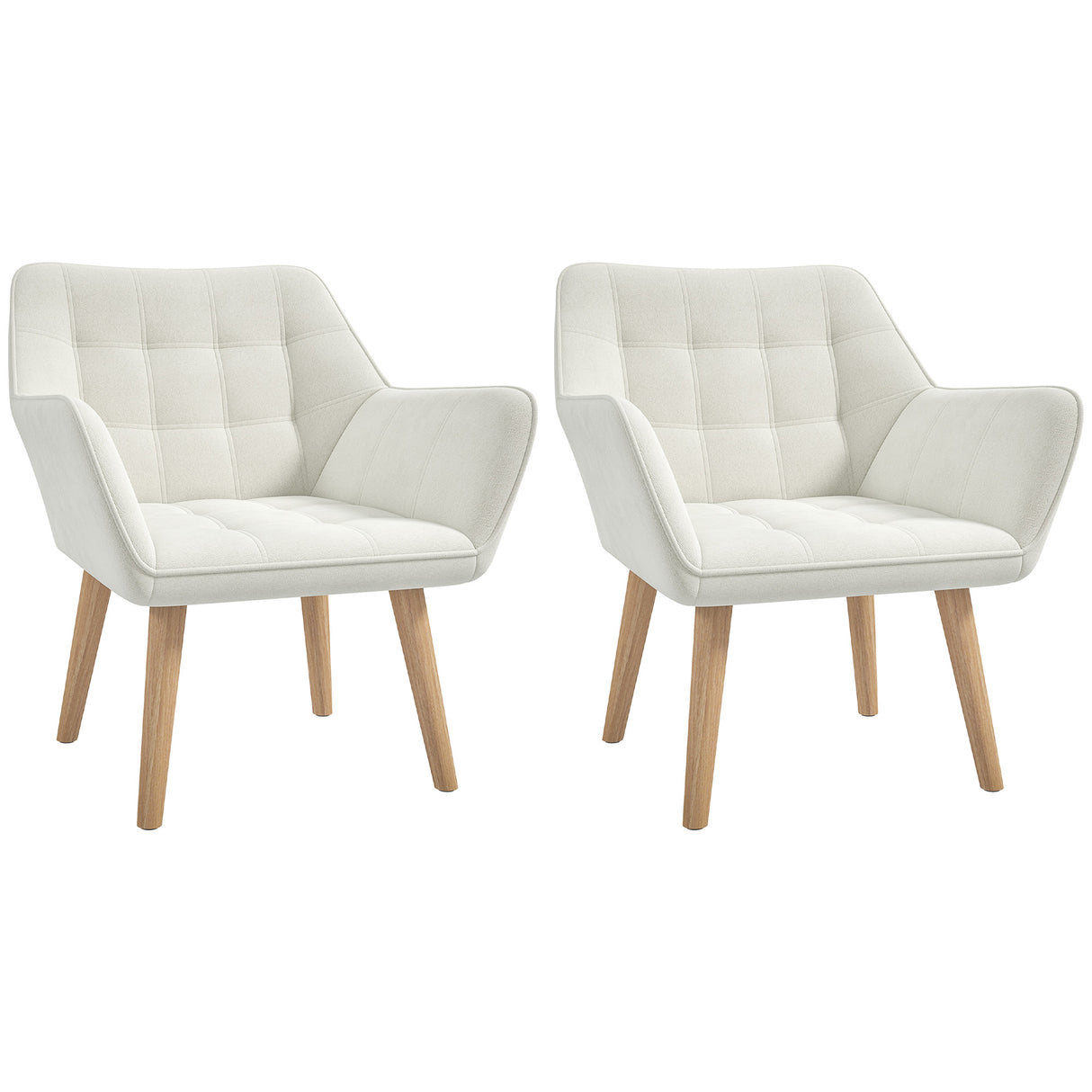 Velvet Accent Chair 67cm Wide With Wooden Legs in Set Of 2 - Velmora