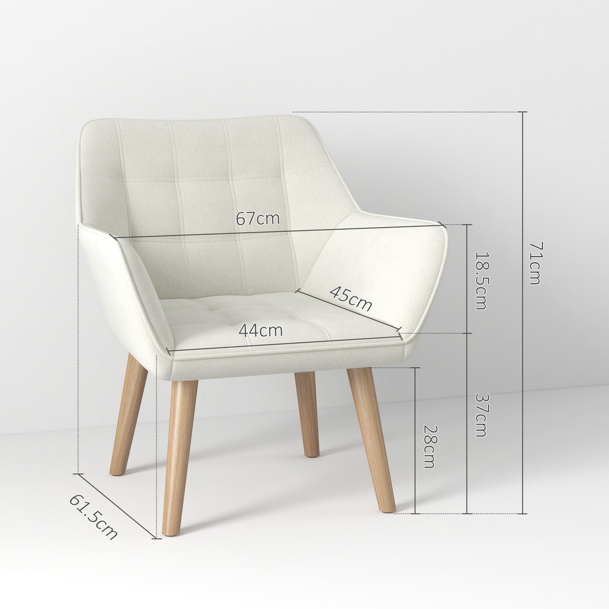 Velvet Accent Chair 67cm Wide With Wooden Legs - Velmora