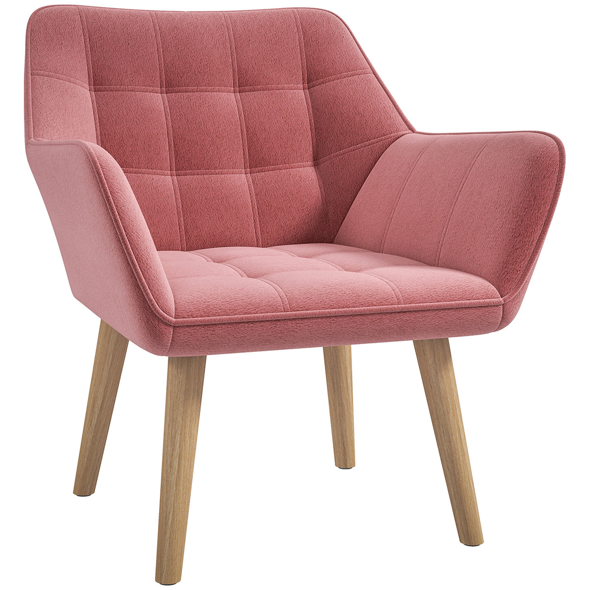 Velvet Accent Chair 67cm Wide With Wooden Legs - Velmora