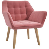 Velvet Accent Chair 67cm Wide With Wooden Legs - Velmora