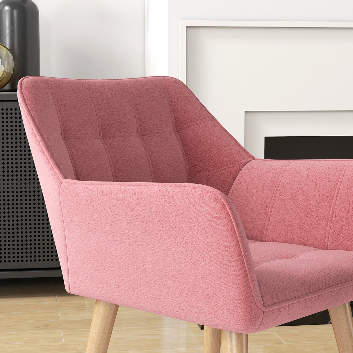 Velvet Accent Chair 67cm Wide With Wooden Legs - Velmora