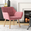 Velvet Accent Chair 67cm Wide With Wooden Legs - Velmora