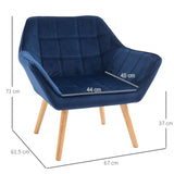 Velvet Accent Chair 67cm Wide With Wooden Legs - Velmora