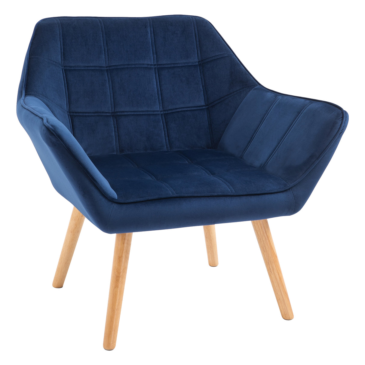 Velvet Accent Chair 67cm Wide With Wooden Legs - Velmora