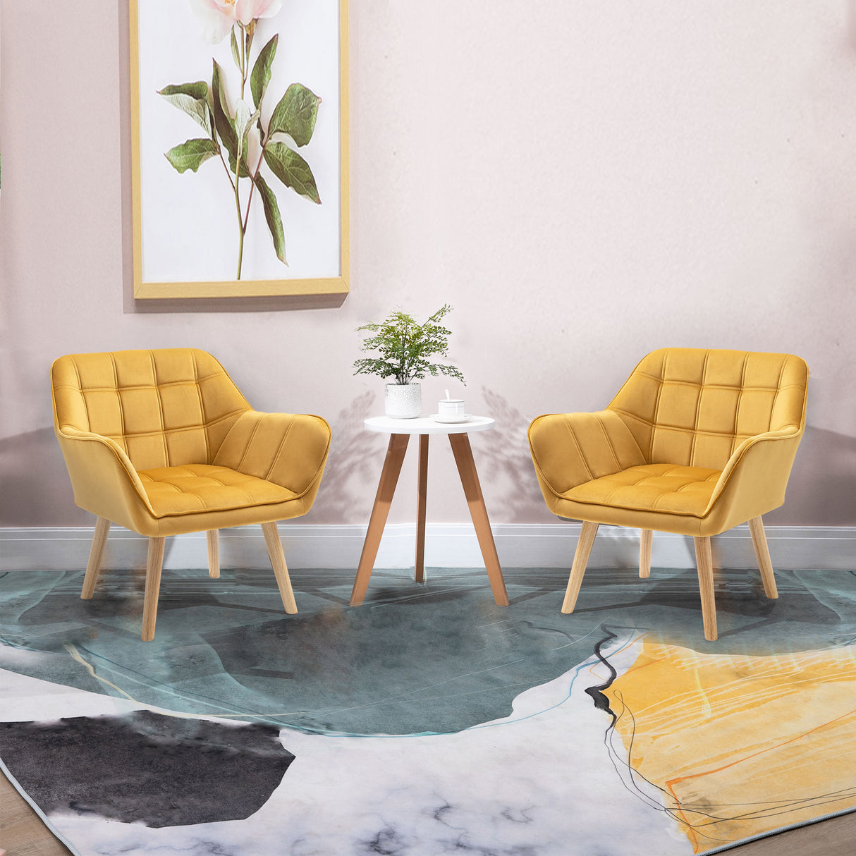 Velvet Accent Chair 67cm Wide With Wooden Legs - Velmora