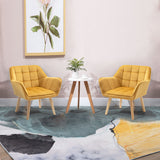 Velvet Accent Chair 67cm Wide With Wooden Legs - Velmora