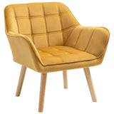 Velvet Accent Chair 67cm Wide With Wooden Legs - Velmora
