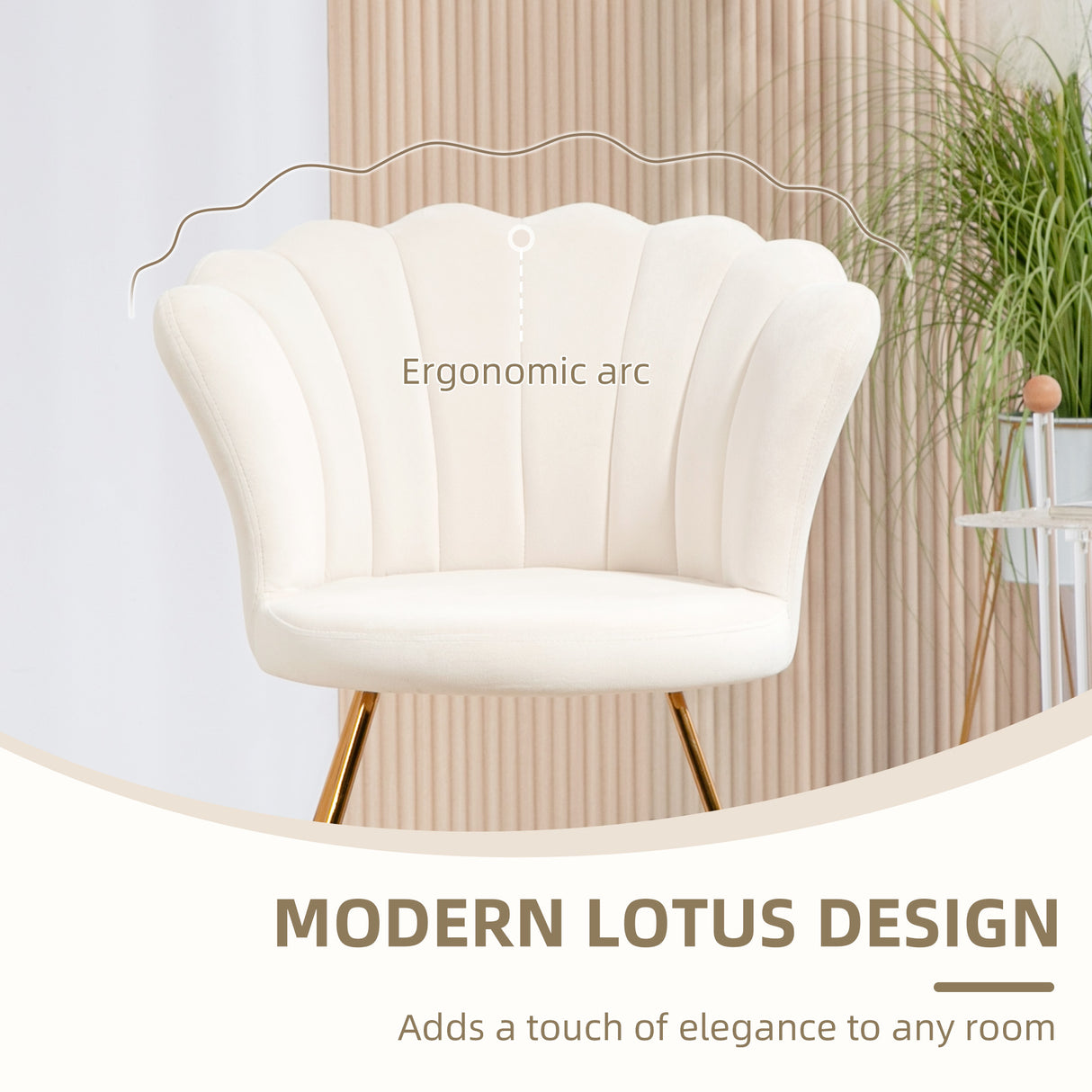 Velvet Accent Chair 69cm Wide Lotus Petal Design - Velmora