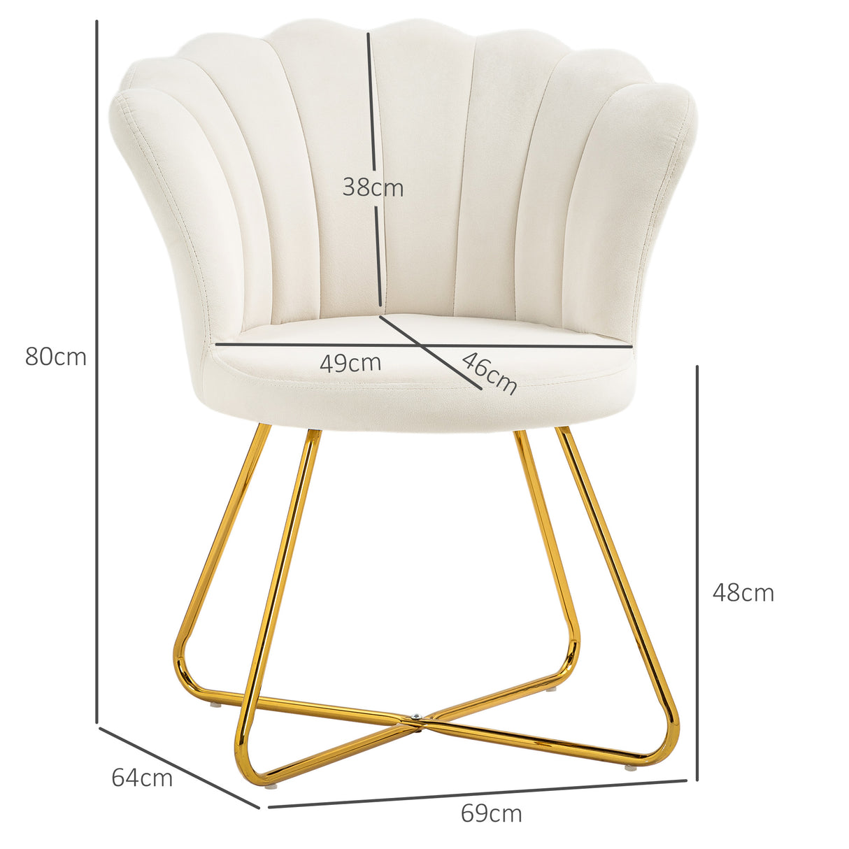 Velvet Accent Chair 69cm Wide Lotus Petal Design - Velmora