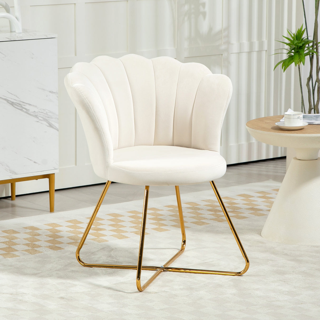 Velvet Accent Chair 69cm Wide Lotus Petal Design - Velmora