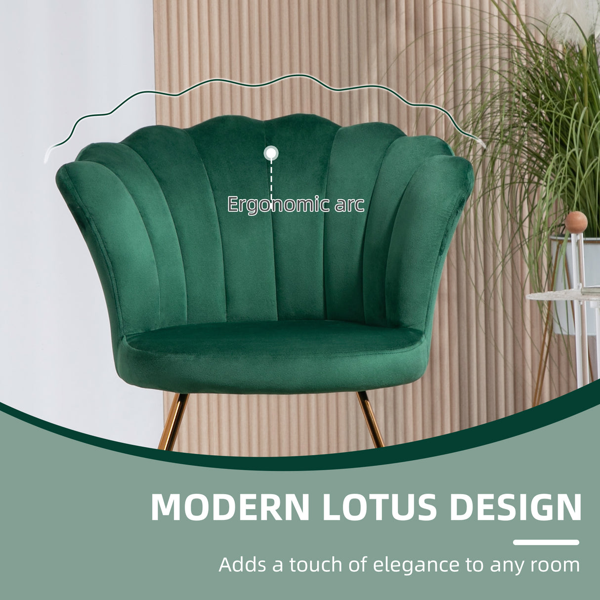 Velvet Accent Chair 69cm Wide Lotus Petal Design - Velmora