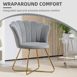 Velvet Accent Chair 69cm Wide Lotus Petal Design - Velmora