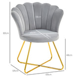 Velvet Accent Chair 69cm Wide Lotus Petal Design - Velmora