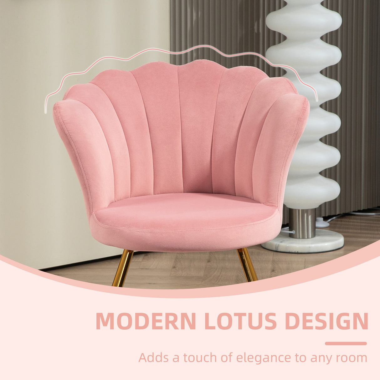 Velvet Accent Chair 69cm Wide Lotus Petal Design - Velmora