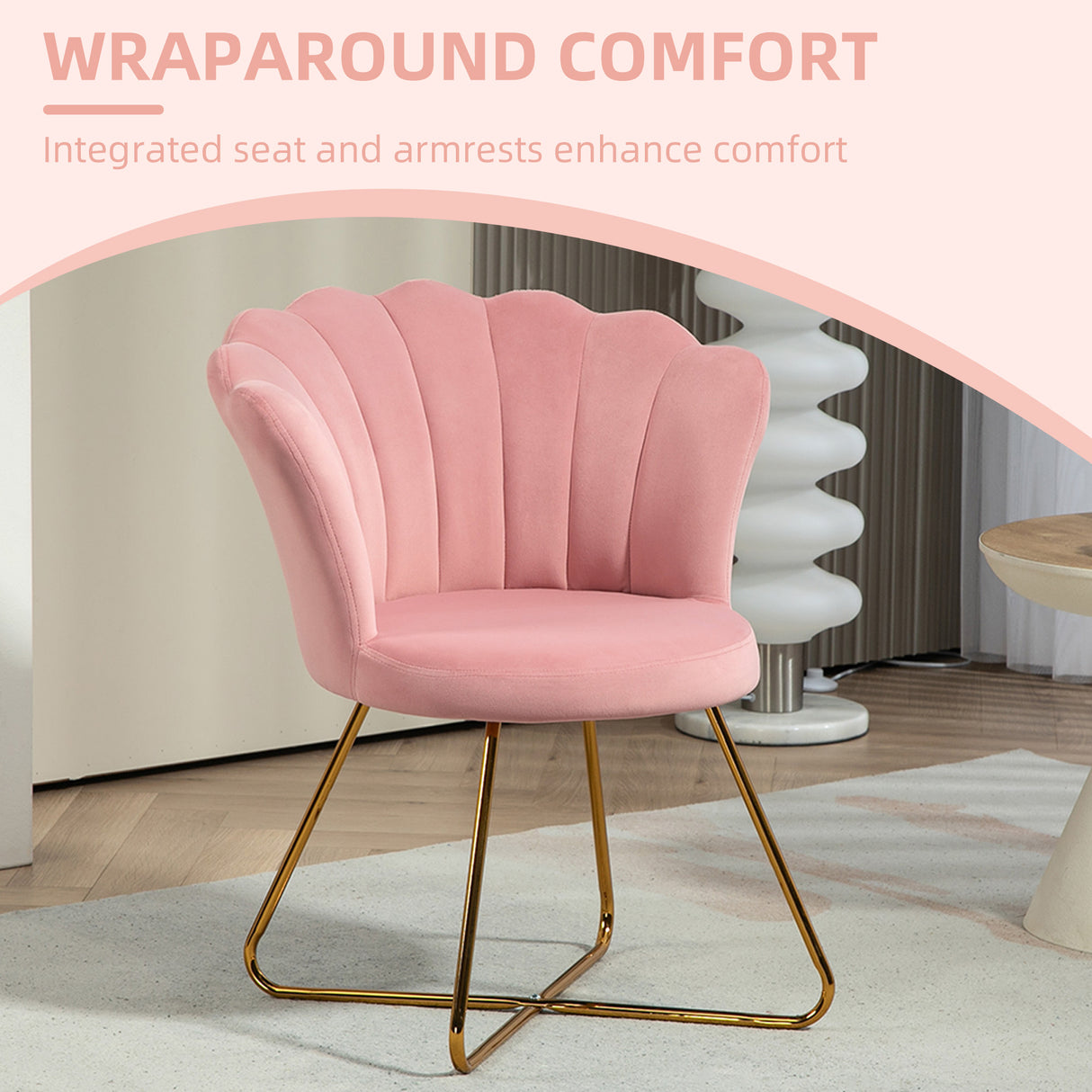 Velvet Accent Chair 69cm Wide Lotus Petal Design - Velmora