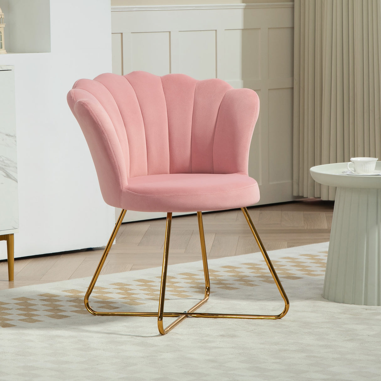 Velvet Accent Chair 69cm Wide Lotus Petal Design - Velmora