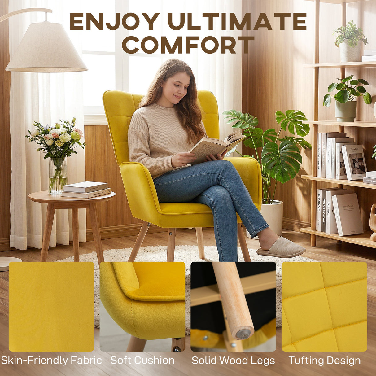Velvet Accent Chair 71cm Wide - Velmora