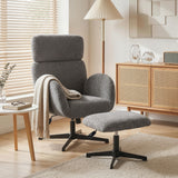Velvet Accent Chair 71cm Wide With Footstool - Velmora