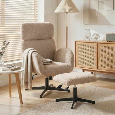 Velvet Accent Chair 71cm Wide With Footstool - Velmora