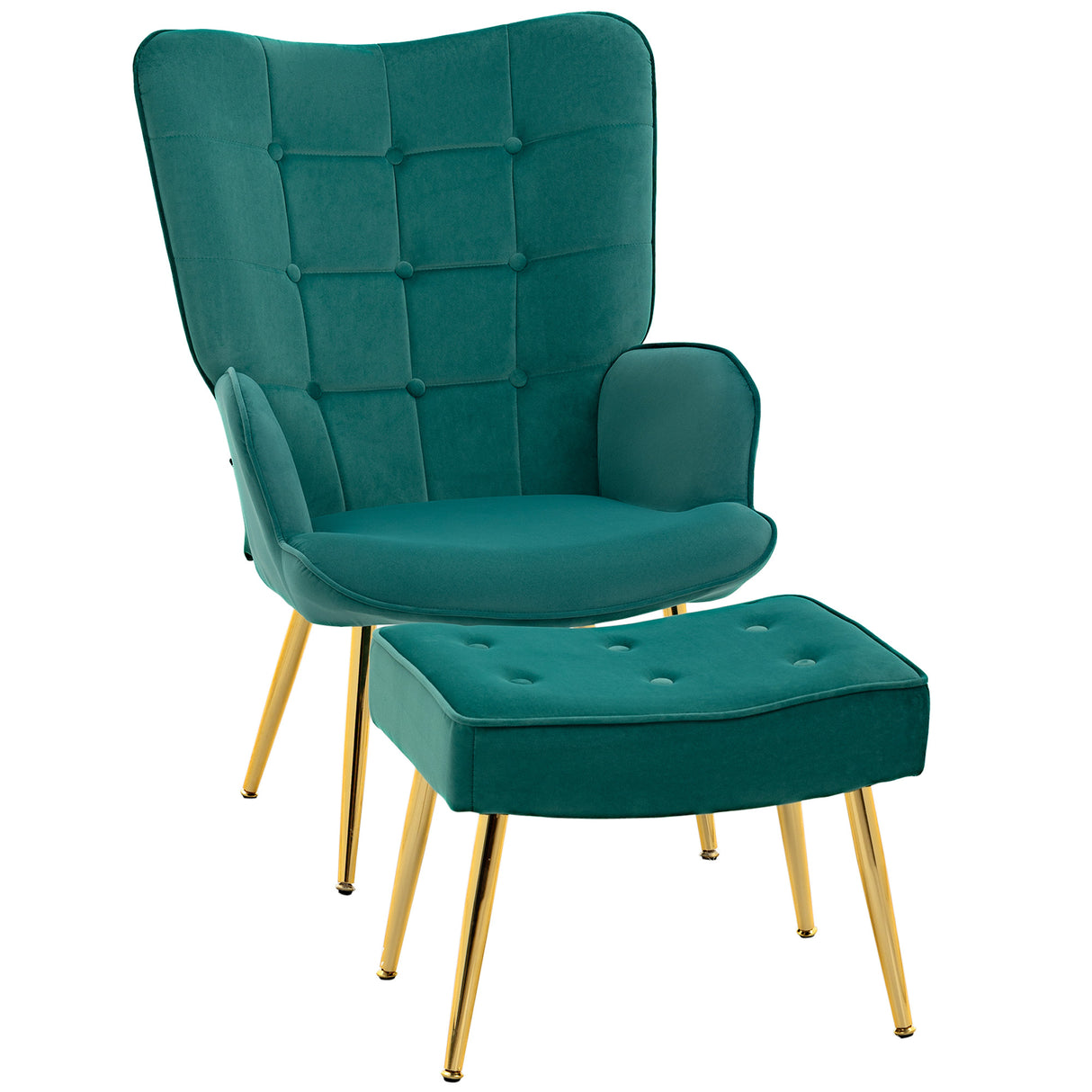 Velvet Accent Chair 71cm Wide With Ottoman - Velmora