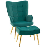 Velvet Accent Chair 71cm Wide With Ottoman - Velmora
