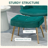 Velvet Accent Chair 71cm Wide With Ottoman - Velmora