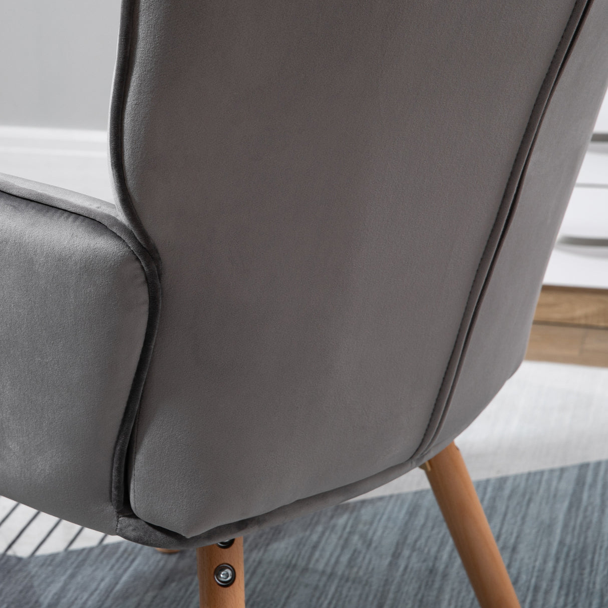 Velvet Accent Chair 71cm Wide With Wooden Legs in Set Of 2 - Velmora