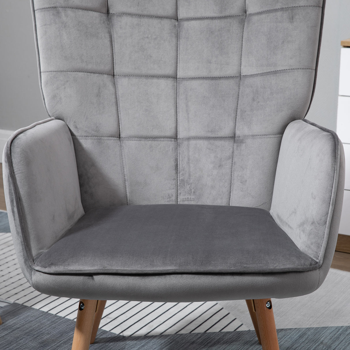 Velvet Accent Chair 71cm Wide With Wooden Legs in Set Of 2 - Velmora