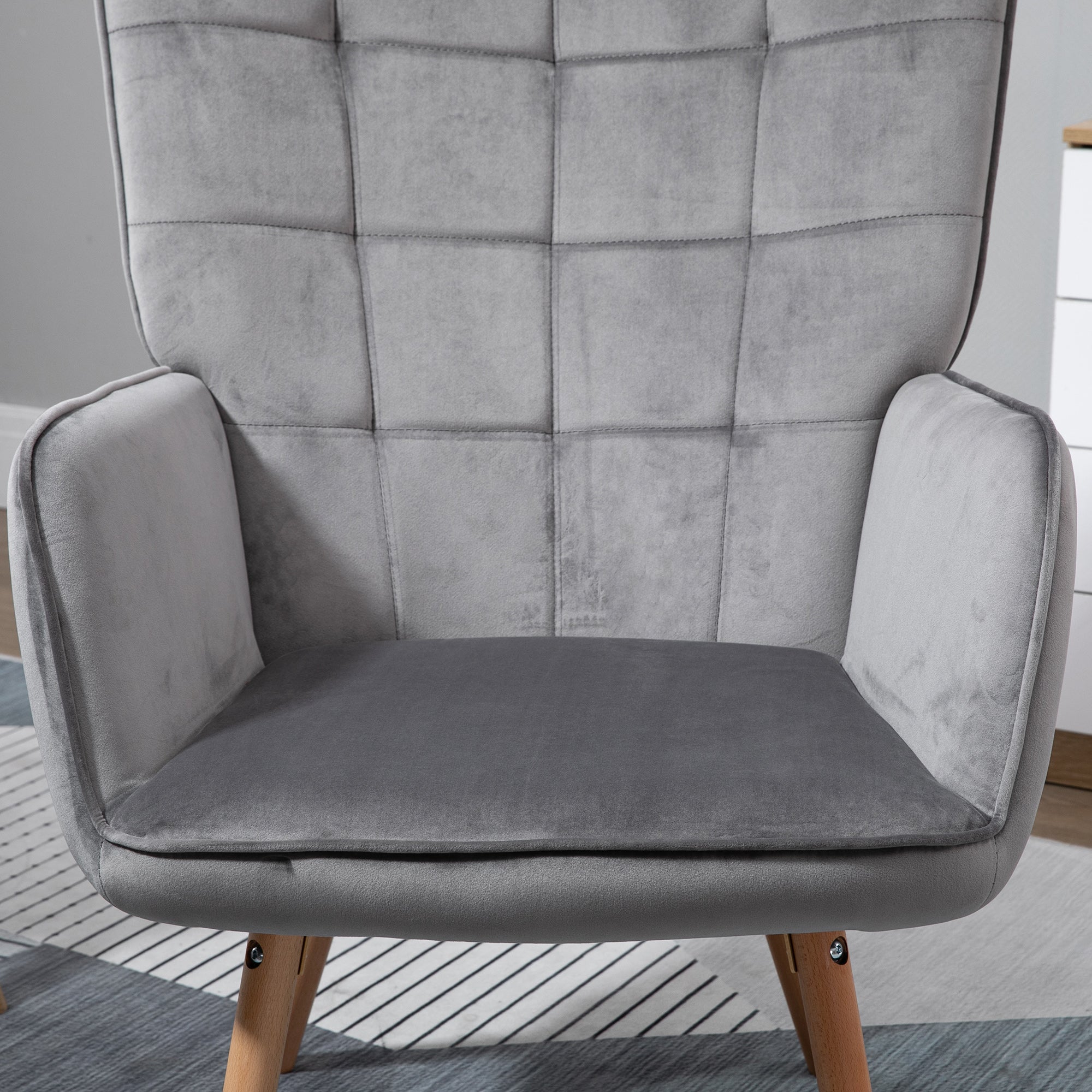 Velvet Accent Chair 71cm Wide With Wooden Legs in Set Of 2 - Velmora