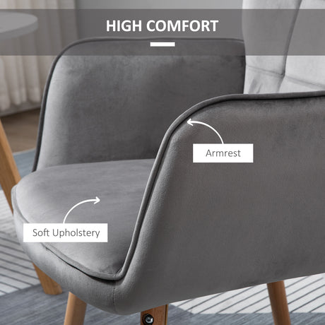 Velvet Accent Chair 71cm Wide With Wooden Legs in Set Of 2 - Velmora
