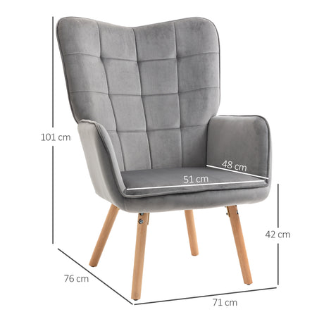 Velvet Accent Chair 71cm Wide With Wooden Legs in Set Of 2 - Velmora
