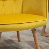 Velvet Accent Chair 71cm Wide With Wooden Legs in Set Of 2 - Velmora