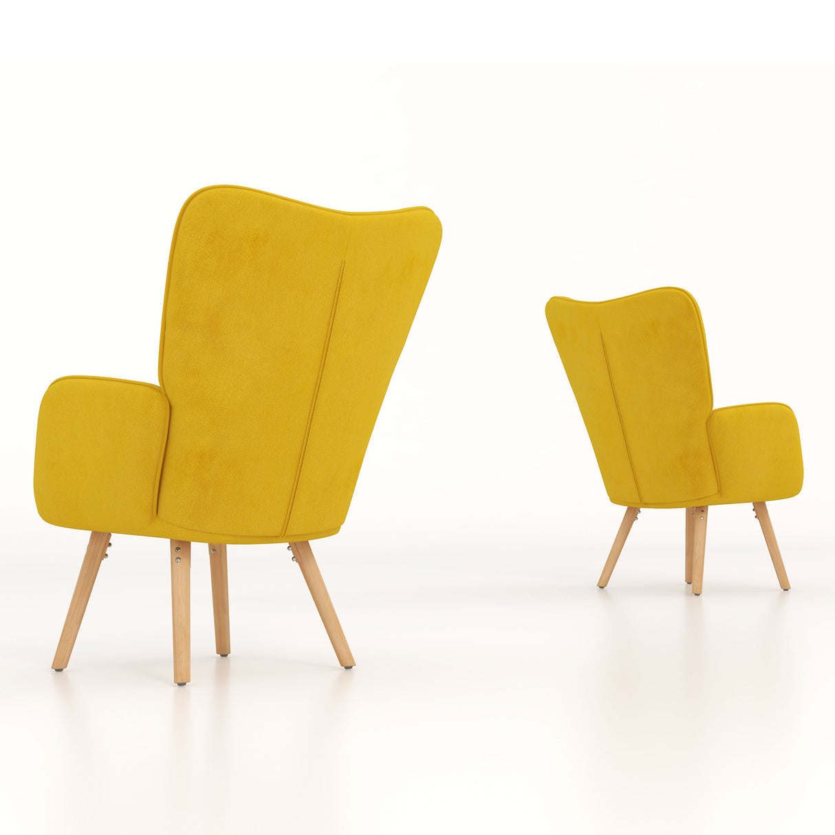 Velvet Accent Chair 71cm Wide With Wooden Legs in Set Of 2 - Velmora