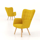 Velvet Accent Chair 71cm Wide With Wooden Legs in Set Of 2 - Velmora