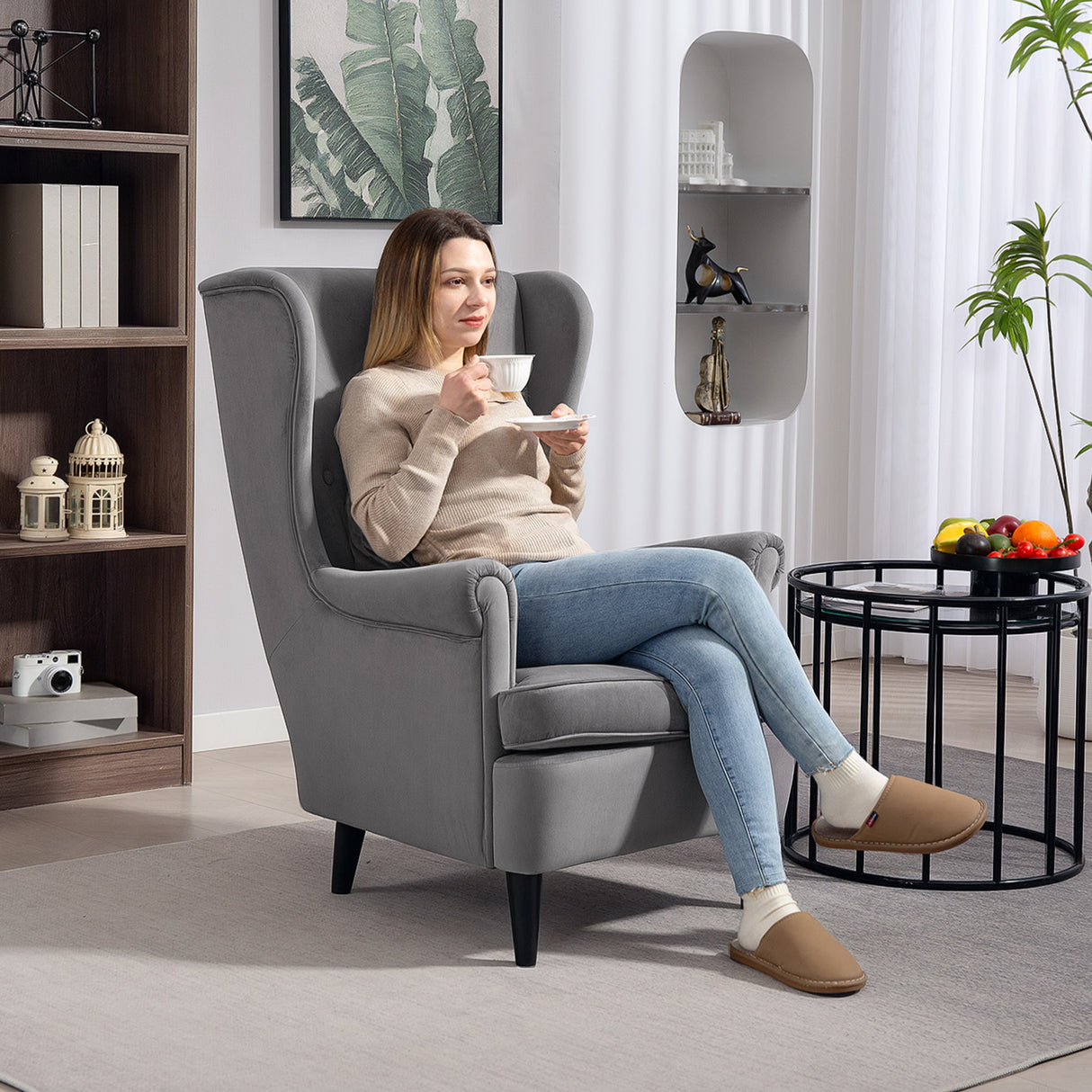 Velvet Accent Chair 75cm Wide - Velmora