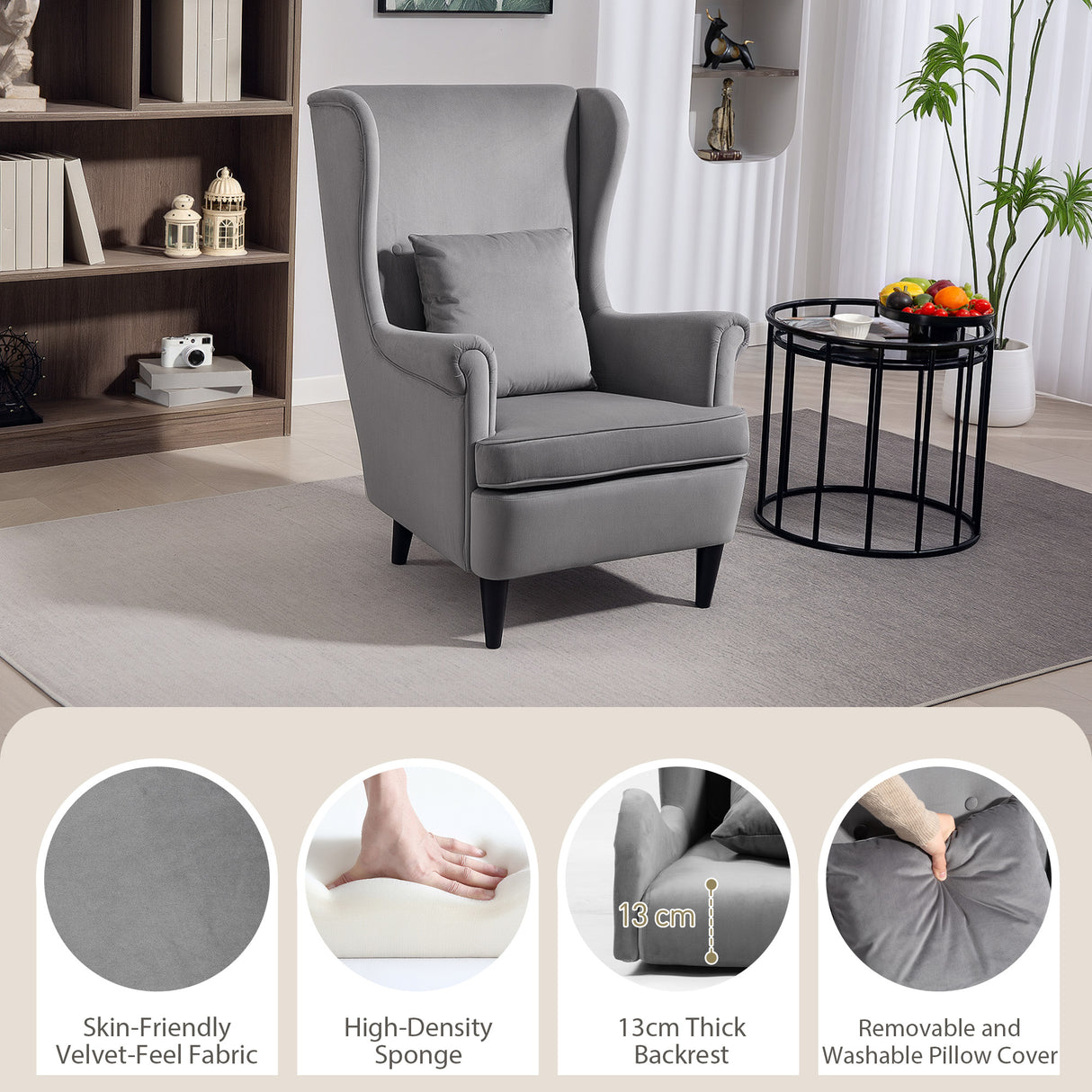 Velvet Accent Chair 75cm Wide - Velmora