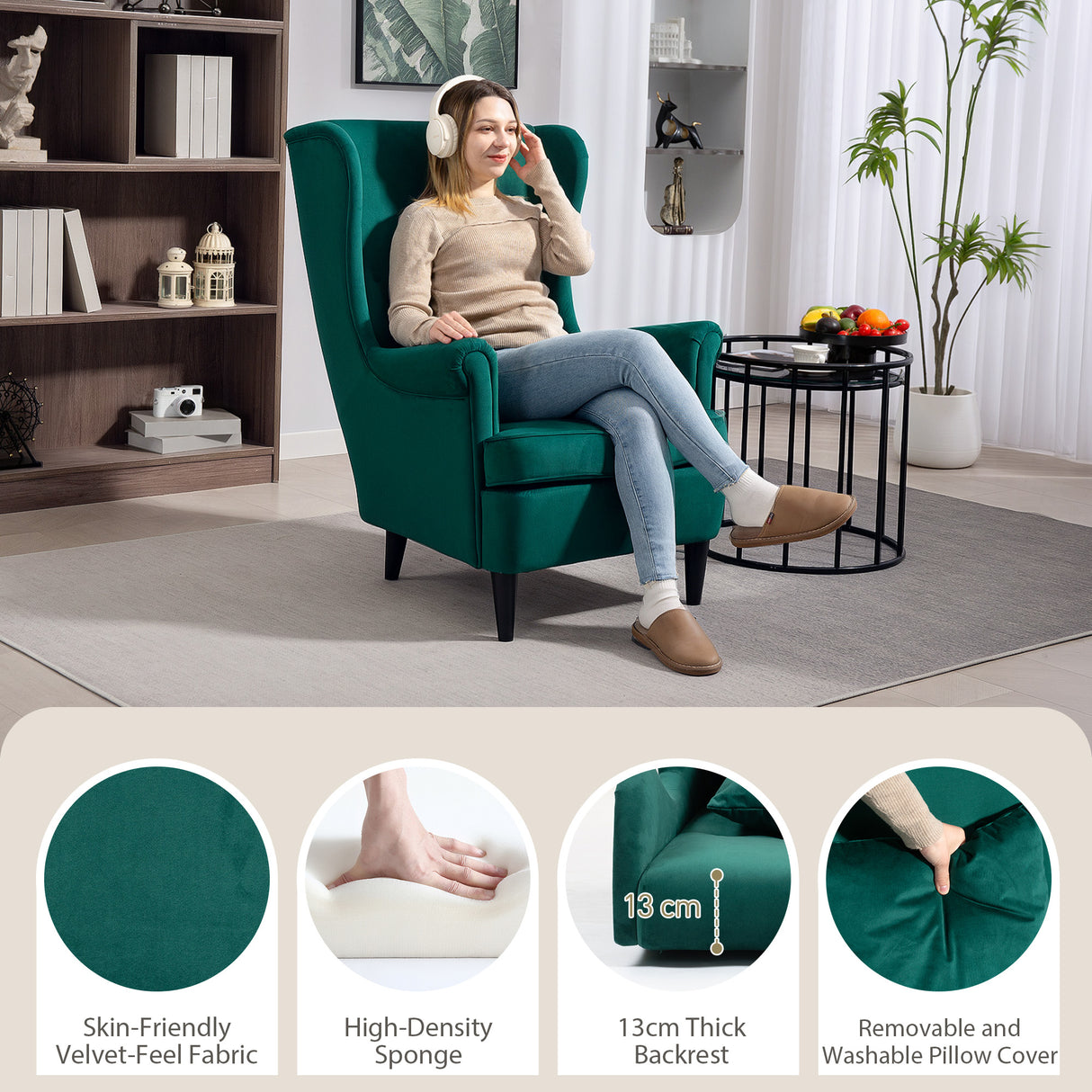 Velvet Accent Chair 75cm Wide - Velmora