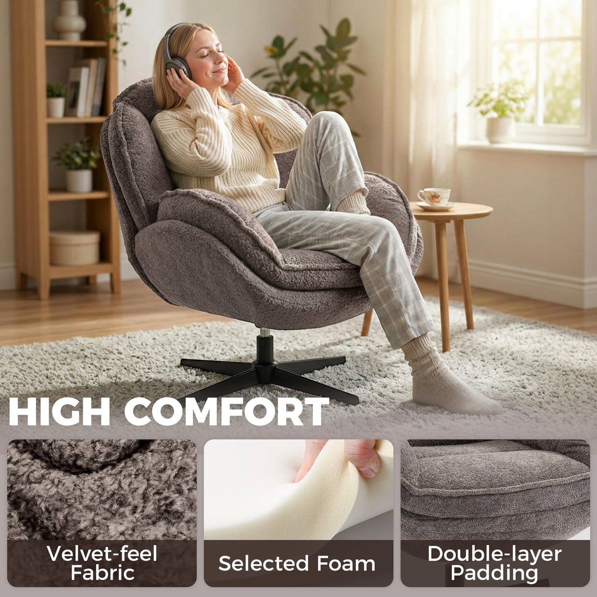Velvet Accent Chair 76cm Wide - Velmora