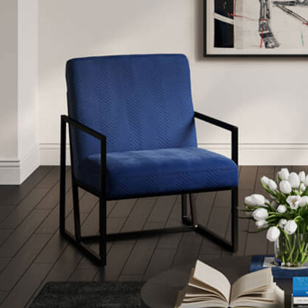Velvet Accent Chair With Black Metal Frame - Chance