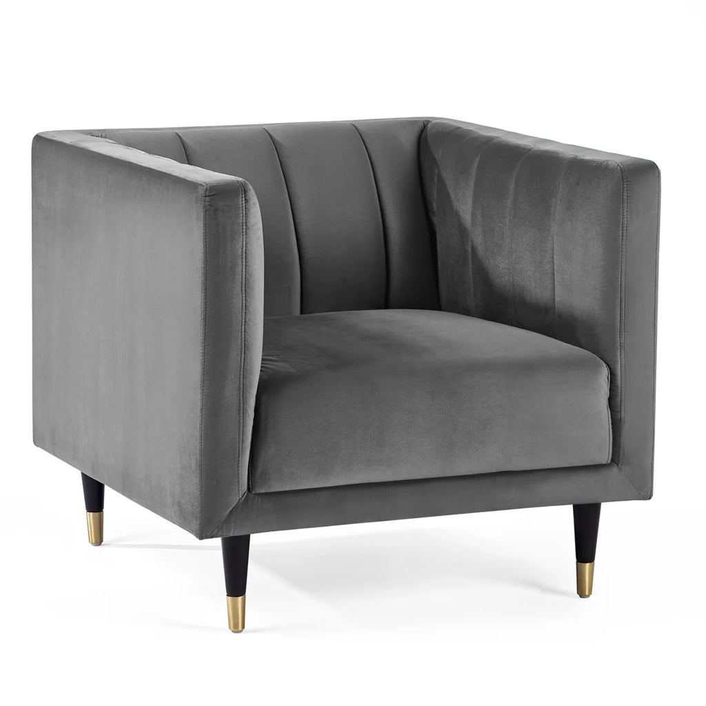 Velvet Armchair With Scalloped Back - Salma