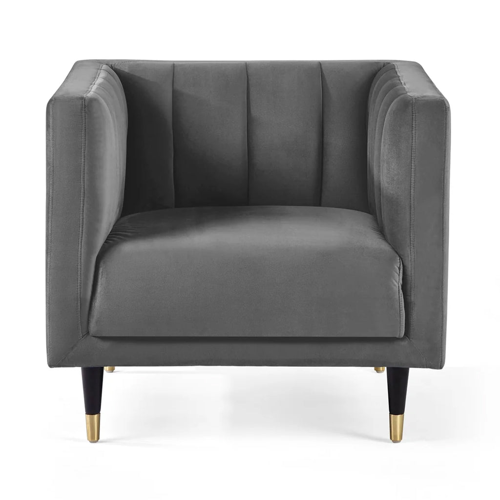 Velvet Armchair With Scalloped Back - Salma