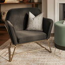 Velvet Armchair With Gold Frame - Charles