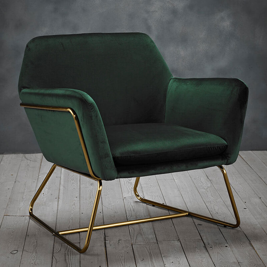 Velvet Armchair With Gold Frame - Charles