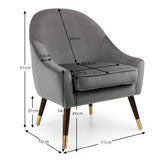 Velvet Armchair With Oak Gold Legs - Elliot