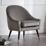 Velvet Armchair With Oak Gold Legs - Elliot