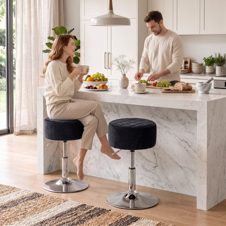 Velvet Bar Stool 38.5cm Wide Adjustable - Velmora