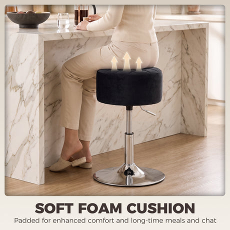 Velvet Bar Stool 38.5cm Wide Adjustable - Velmora